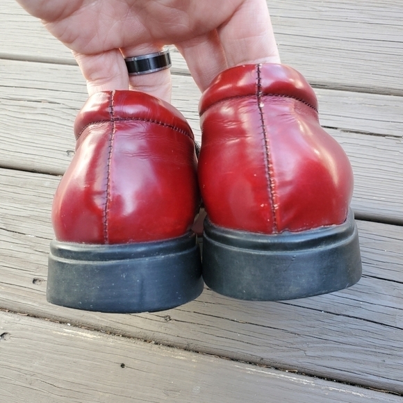 Vintage 90s y2k Coach Leatherwear Red Leather Moc Toe Slip-on Grunge Loafers 9 - Picture 5 of 9